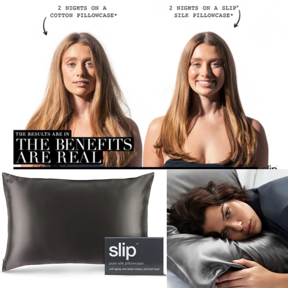 BNIB! “SLIP” Pure Silk Pillowcase, Charcoal Gray SZ. Queen